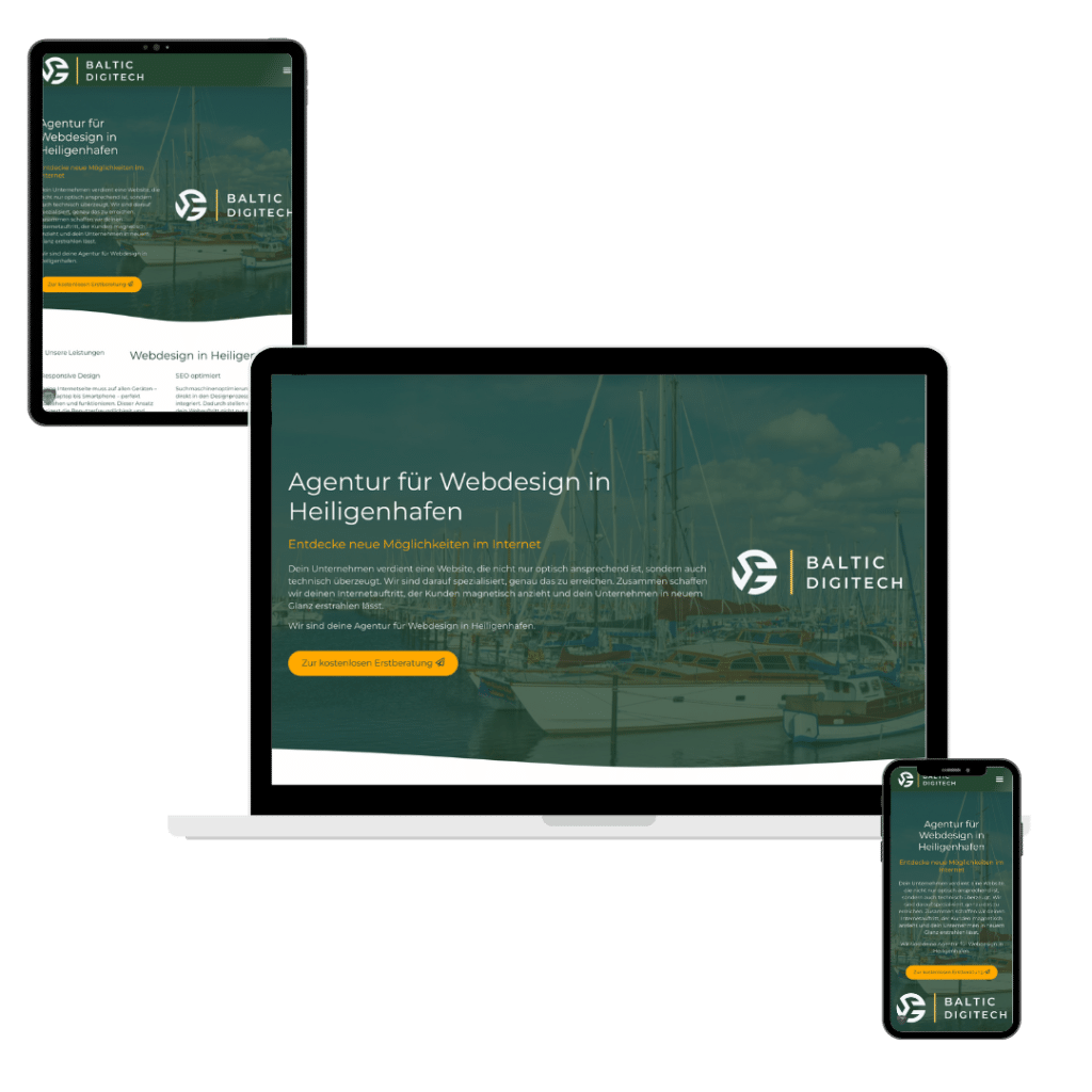 Responsive Webdesign in Heiligenhafen auf Smartphone, Tablet und Laptop