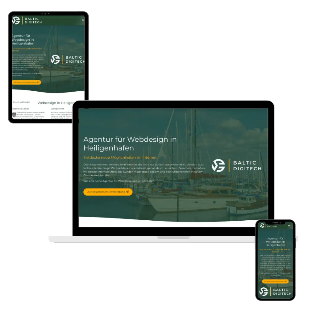 Responsive Webdesign in Heiligenhafen auf Smartphone, Tablet und Laptop