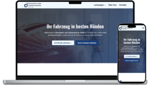 Responsive Ansicht der Website von Lackiercentrum Jöhnk auf Laptop und Smartphone mit neuem Design von Baltic DigiTech